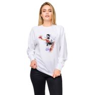 Qivi BGA0189-KDNSW Muhammed Ali Damla Baskılı Örme Kadın Beyaz Sweatshirt