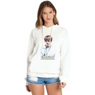 Qivi BGA2143-KDNKP K Pop Bts Logo Koreli Grup Baskılı Örme Kadın Beyaz Sweatshirt
