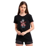 Qivi Bitchin Baskılı Siyah Kadın Örme T-shirt