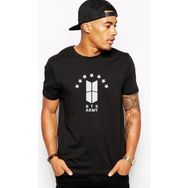 Qivi BTS Army Baskılı Siyah Erkek Örme T-shirt