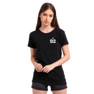 Qivi Bts Jin 92 Baskılı Siyah Kadın Örme T-shirt