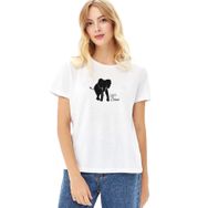 Qivi Cage The Elephant Baskılı Beyaz Kadın Örme T-shirt