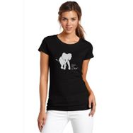 Qivi Cage The Elephant Baskılı Siyah Kadın Örme T-shirt