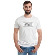 Qivi Cant Sit With Us Baskılı Beyaz Erkek T-shirt