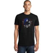 Qivi Captan America Skull Baskılı Siyah Erkek Örme T-shirt