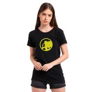 Qivi Carmen Sandiego Logo Blue Side Baskılı Siyah Kadın Örme T-shirt