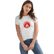 Qivi Carmen Sandiego Logo Red Baskılı Beyaz Kadın T-shirt