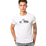 Qivi Classic Motor Rock Metal Baskılı Beyaz Erkek T-shirt