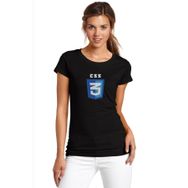 Qivi Css Baskılı Örme Siyah Kadın T-shirt