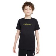 Qivi Cyberpunk Baskılı Unisex Çocuk Siyah T-shirt
