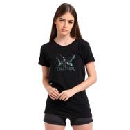 Qivi Deliler Fatihin Fermani Afiş Baskılı Örme Siyah Kadın T-shirt
