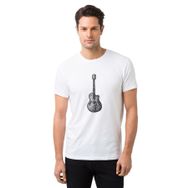 Qivi Drawing Classic Guitar Baskılı Beyaz Erkek T-shirt