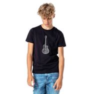 Qivi Drawing Classic Guitar Baskılı Siyah Unisex Çocuk T-shirt