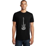 Qivi Drawing Elektro Guitar Red Baskılı Siyah Erkek Örme T-shirt