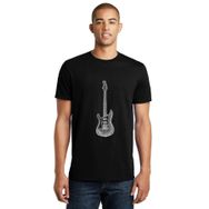 Qivi Drawing Elektro Guitar Red Baskılı Siyah Erkek Örme T-shirt