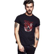 Qivi Eleven Demogorgon Biker Baskılı Siyah Erkek Örme T-shirt