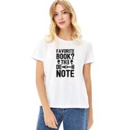 Qivi Favorı Book Death Baskılı Beyaz Kadın Örme T-shirt
