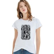 Qivi Filozoflar Baskılı Beyaz Örme Kadın T-shirt