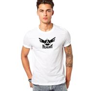 Qivi Flight Logo Air Flight Logo Baskılı Beyaz Erkek T-shirt
