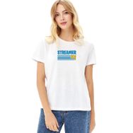 Qivi Fortnite Streamer Fortnıte Baskılı Beyaz Kadın Örme T-shirt