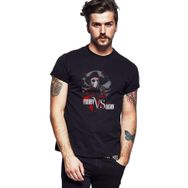 Qivi Freddy Vs Jason Baskılı Siyah Erkek Örme T-shirt