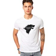 Qivi G O T Stark Baskılı Beyaz Erkek Örme T-shirt