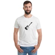 Qivi Gitar Baskılı Beyaz Erkek Örme T-shirt