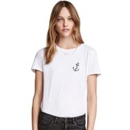 Qivi Gri Çapa Tişört Çapa Dövme Baskıresim Baskılı Beyaz Kadın Örme T-shirt