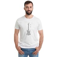 Qivi Guitar Melody Tipografi Baskılı Beyaz Erkek T-shirt