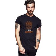 Qivi I Am Groot Baskılı Siyah Erkek Örme T-shirt