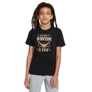 Qivi I Dont Swim I Flyk Baskılı Unisex Çocuk Siyah T-shirt