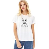Qivi I'm A Bully Baskılı Beyaz Örme Kadın T-shirt