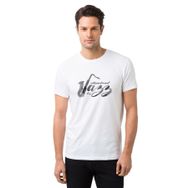 Qivi International Jazz Day Saksafon Baskılı Beyaz Erkek T-shirt