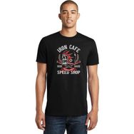 Qivi Iron Cafe Speed Shop Baskılı Siyah Erkek Örme T-shirt