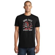Qivi Iron Cafe Speed Shop Baskılı Siyah Erkek Örme T-shirt