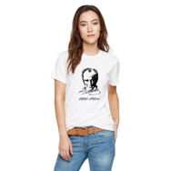 Qivi K Atatürk Imza 1881 1938 Baskılı Beyaz Kadın T-shirt