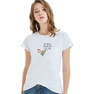 Qivi Karikatür Karakter Çizimi Küçük Prens Post Baskılı Kadın Beyaz Örme T-shirt