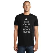 Qivi Keep Calm And Don't Blink Baskılı Siyah Erkek Örme T-shirt