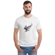 Qivi Kel Kartal Kuşu Kanatları Parçacıklar Baskılı Beyaz Erkek T-shirt