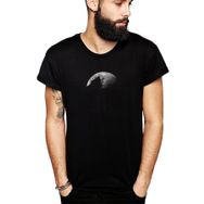 Qivi Kurt Dolun Ay Baskılı Siyah Erkek Örme T-shirt
