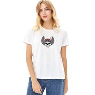 Qivi Kuru Kafa Kaanat Şimşek Gözlük Baskılı Beyaz Örme Kadın T-shirt