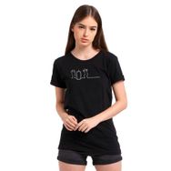 Qivi La Linea Trt Çizgi Adam TNT Baskılı Siyah Örme Kadın T-shirt