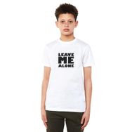 Qivi Leave Me Alone Baskılı Beyaz Unisex Çocuk T-shirt