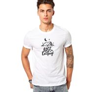 Qivi Lets Go Camping Baskılı Beyaz Erkek T-shirt