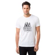 Qivi Lets Go Camping Çam Baskılı Beyaz Erkek T-shirt