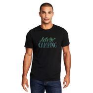 Qivi Lets Go Camping Tipografi Baskılı Siyah Erkek Örme T-shirt