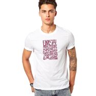 Qivi Love Joy Peace Baskılı Beyaz Erkek T-shirt