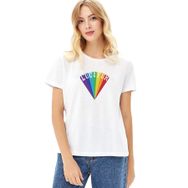 Qivi Lucifer Rising Baskılı Beyaz Kadın Örme T-shirt