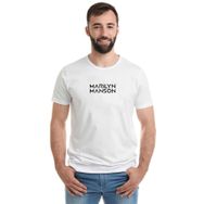 Qivi Marilyn Manson Baskılı Beyaz Erkek T-shirt