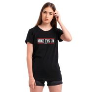 Qivi Mike Tyson Academy Baskılı Siyah Örme Kadın T-shirt